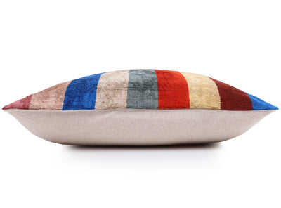 Luxury Multicolor Velvet Striped Throw Pillow – Handmade 20x20