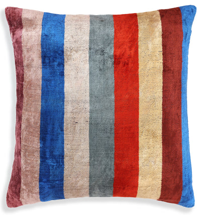 Luxury Multicolor Velvet Striped Throw Pillow – Handmade 20x20