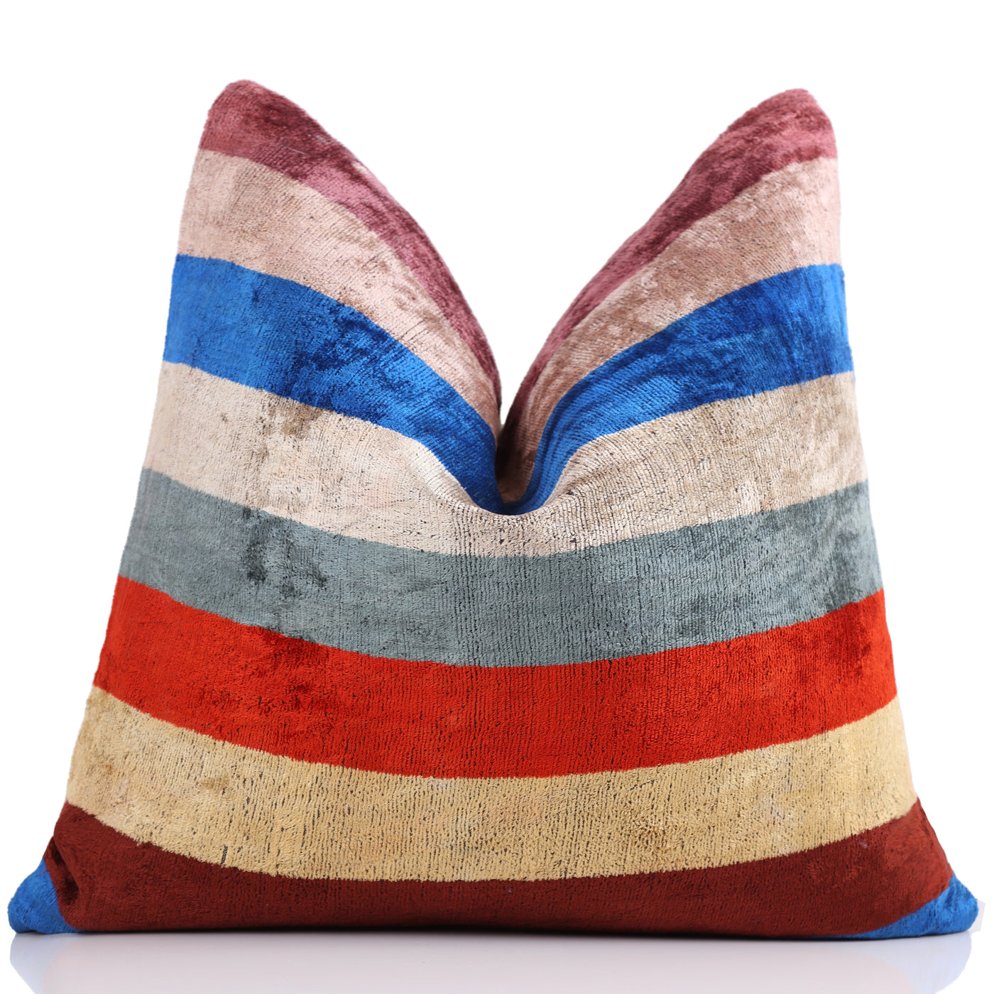 Luxury Multicolor Velvet Striped Throw Pillow – Handmade 20x20