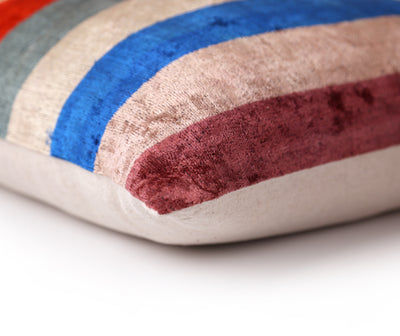 Luxury Multicolor Velvet Striped Throw Pillow – Handmade 20x20