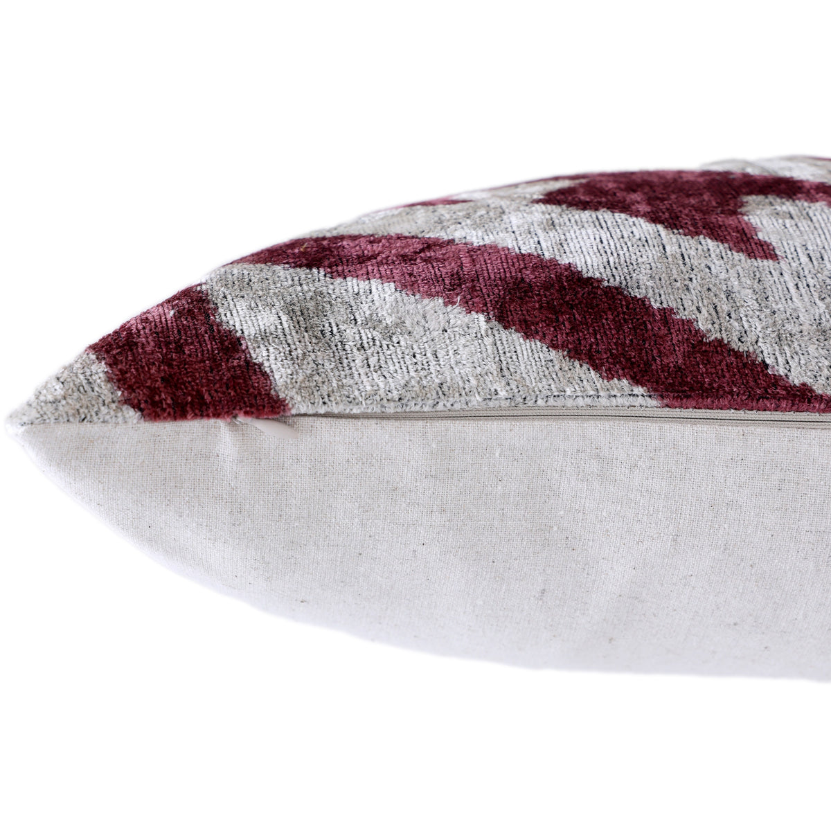 Handmade Silk Velvet Ikat Lumbar Pillow 16x24 | Rosewood Designer Accent