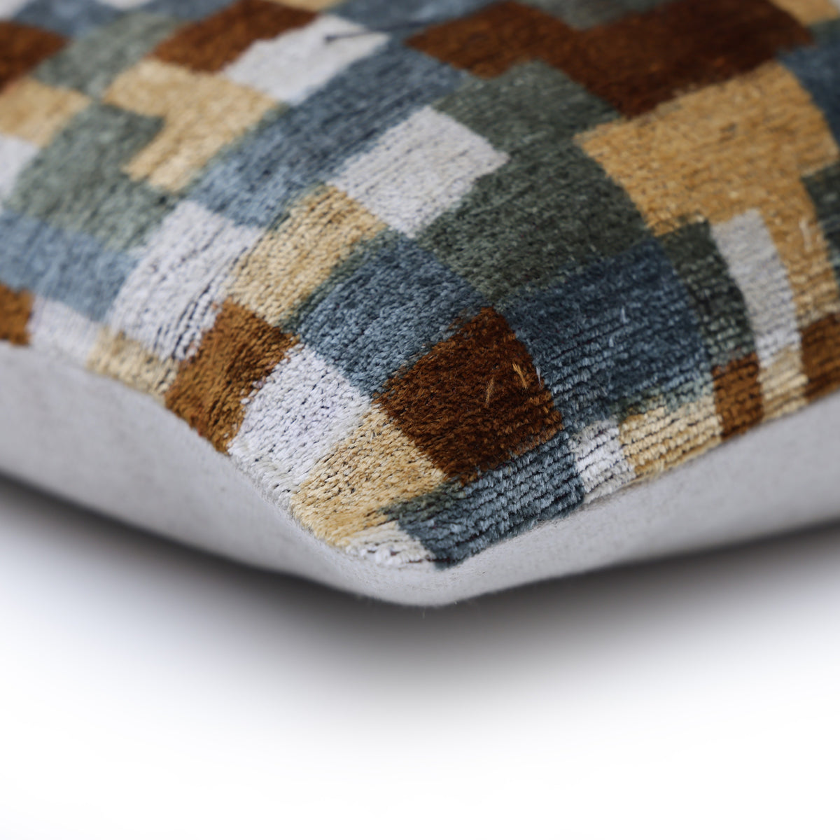 Abstract Geometric Silk Velvet Pillow 20x20 | Handmade Modern Designer Cushion