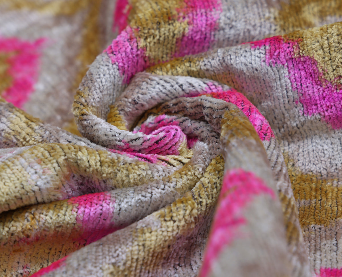 Pink Ikat Silk Velvet Pillow 20x20 | Handmade Luxury Designer Cushion