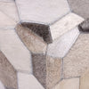 Handmade Hexagon Patchwork Cowhide Leather Ottoman Pouf 18x18 Neutral