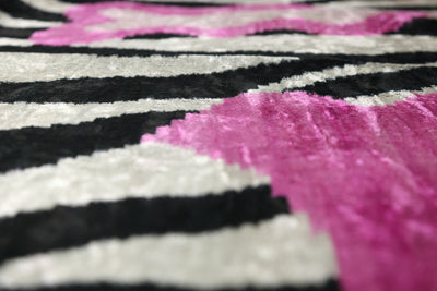 Pink Zebra Abstract Velvet Pillow – Handmade 16x24 Lumbar Cushion