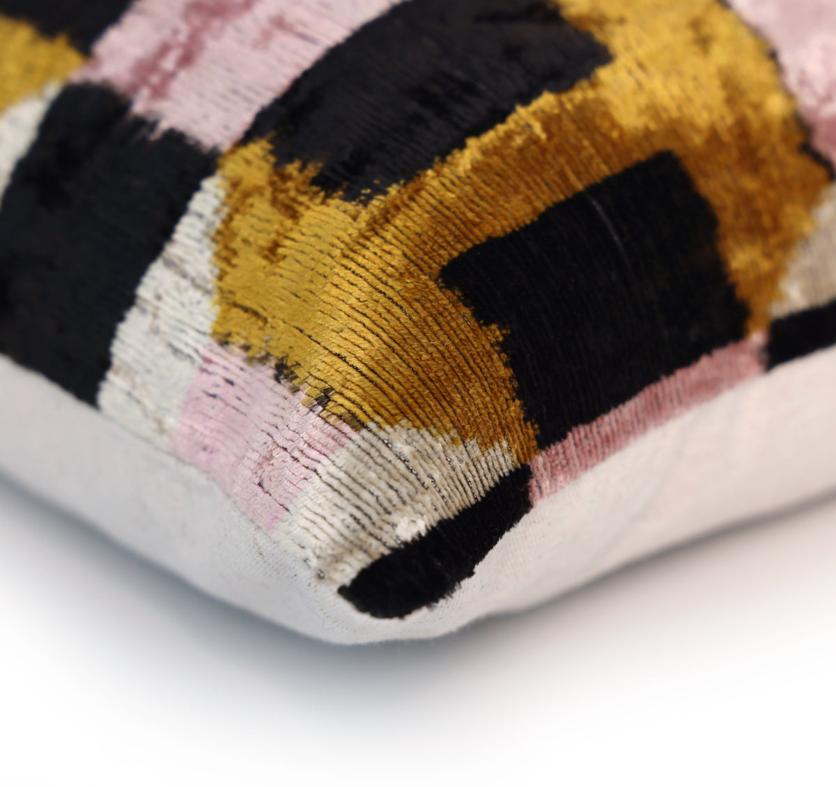 Geometric Silk Velvet Lumbar Pillow 16x24 | Handmade Art Deco Accent