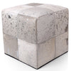 Handmade Brindle Cowhide Leather Cube Ottoman Pouf 18x18 Natural