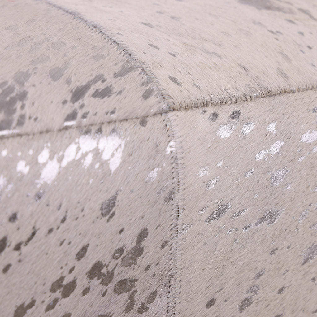 Handmade Brindle Cowhide Leather Cube Ottoman Pouf 18x18 Natural