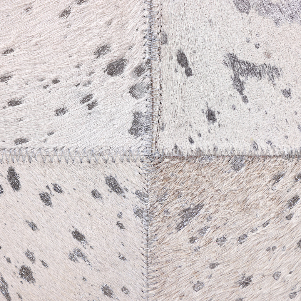 Handmade Brindle Cowhide Leather Cube Ottoman Pouf 18x18 Natural