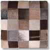 Handmade Brown Patchwork Cowhide Leather Ottoman Pouf 18x18 Warm