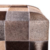 Handmade Brown Patchwork Cowhide Leather Ottoman Pouf 18x18 Warm
