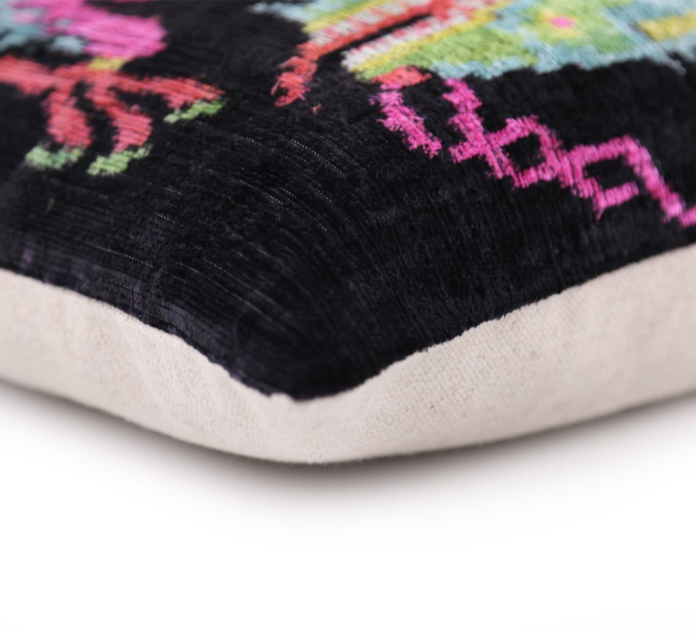 Luxury Silk Velvet Pillow 16x24 – Handmade Black Dragon Lumbar Cushion with Vibrant Colors