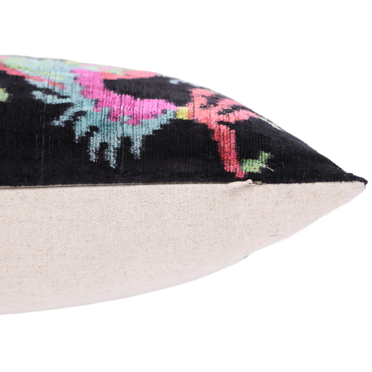 Luxury Silk Velvet Pillow 16x24 – Handmade Black Dragon Lumbar Cushion with Vibrant Colors