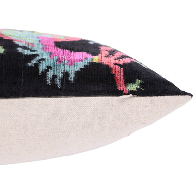 Luxury Silk Velvet Pillow 16x24 – Handmade Black Dragon Lumbar Cushion with Vibrant Colors