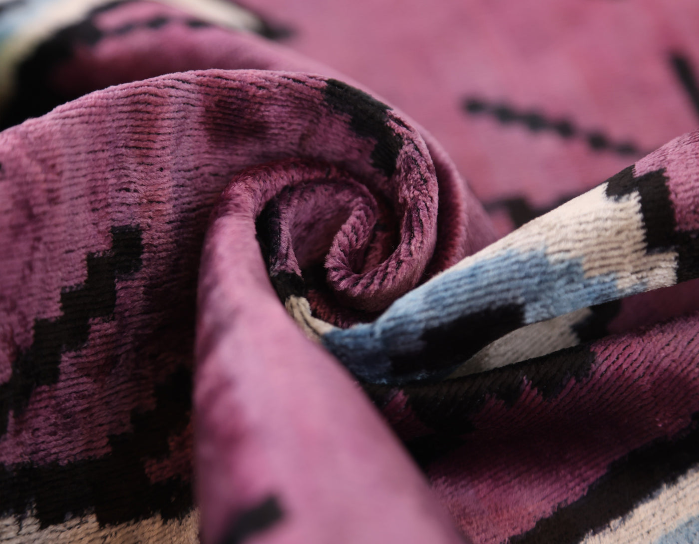 Magenta Blue Eye Silk Velvet Pillow – 20x20 Handmade Ikat Throw Cushion