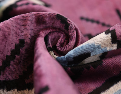 Magenta Blue Eye Silk Velvet Pillow – 20x20 Handmade Ikat Throw Cushion