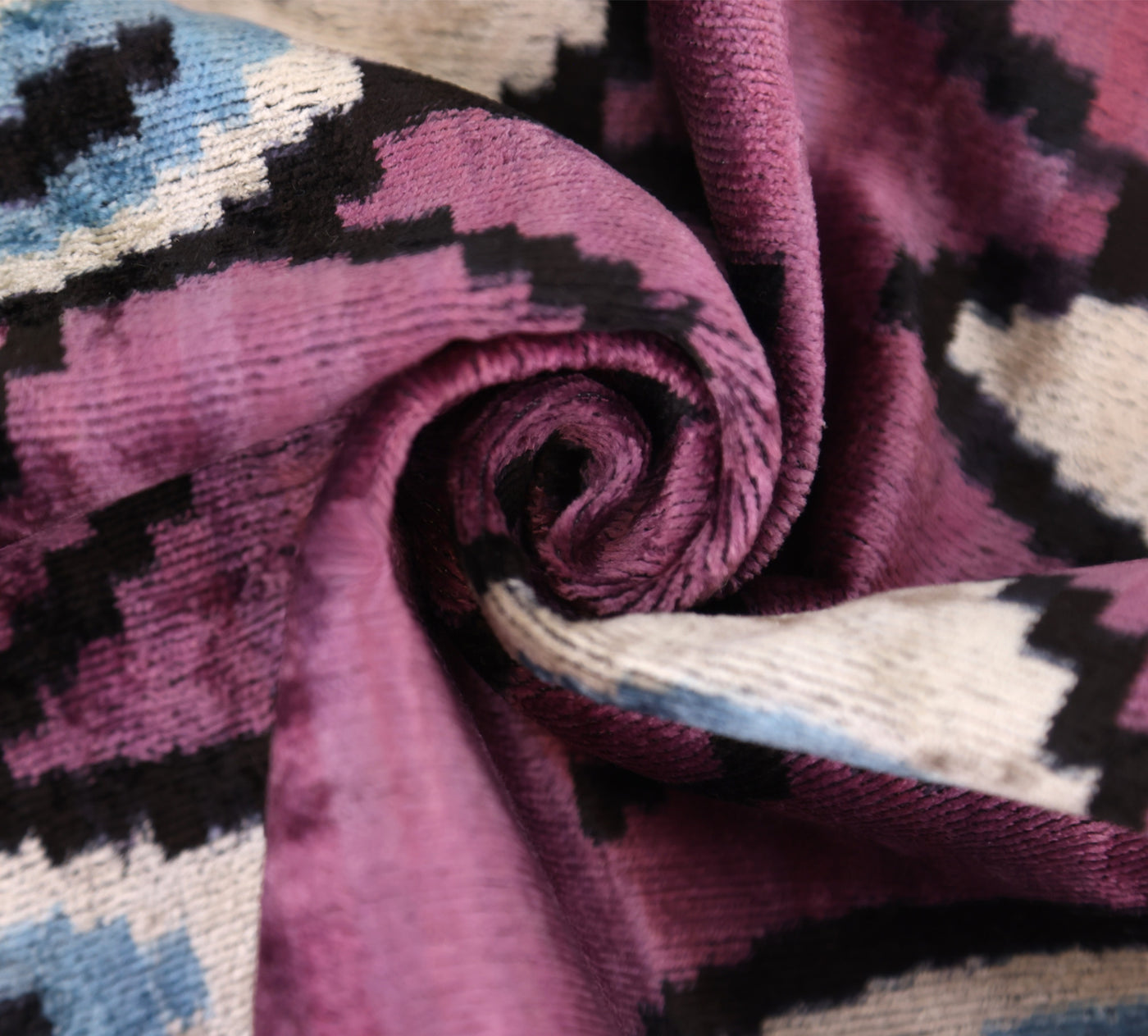 Magenta Blue Eye Silk Velvet Pillow – 20x20 Handmade Ikat Throw Cushion