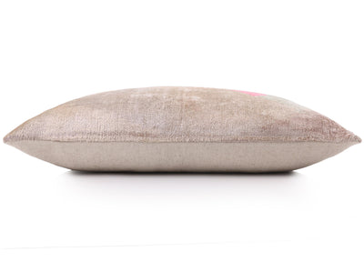 Blush Abstract Silk Velvet Lumbar Pillow, Vegetable Dyed – 16x24 in