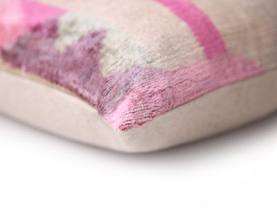 Blush Abstract Silk Velvet Lumbar Pillow, Vegetable Dyed – 16x24 in