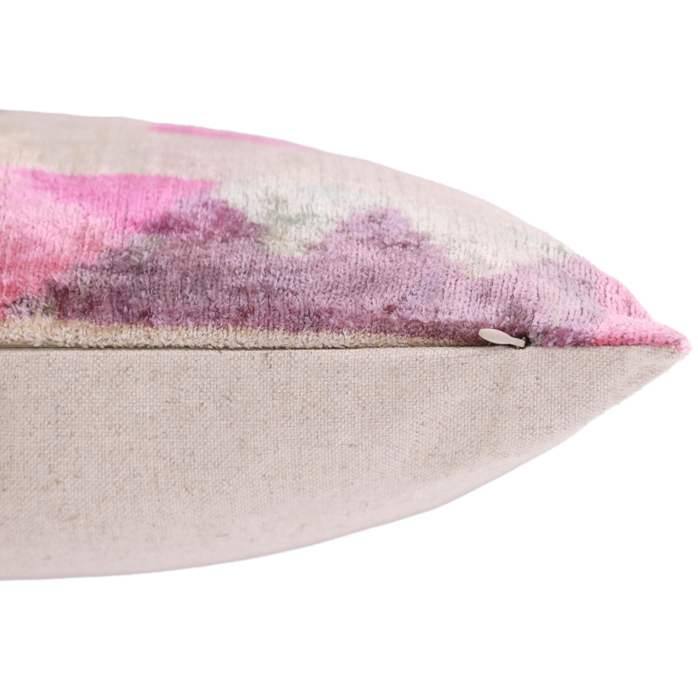 Blush Abstract Silk Velvet Lumbar Pillow, Vegetable Dyed – 16x24 in