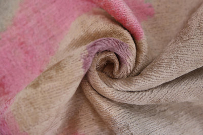 Blush Abstract Silk Velvet Lumbar Pillow, Vegetable Dyed – 16x24 in