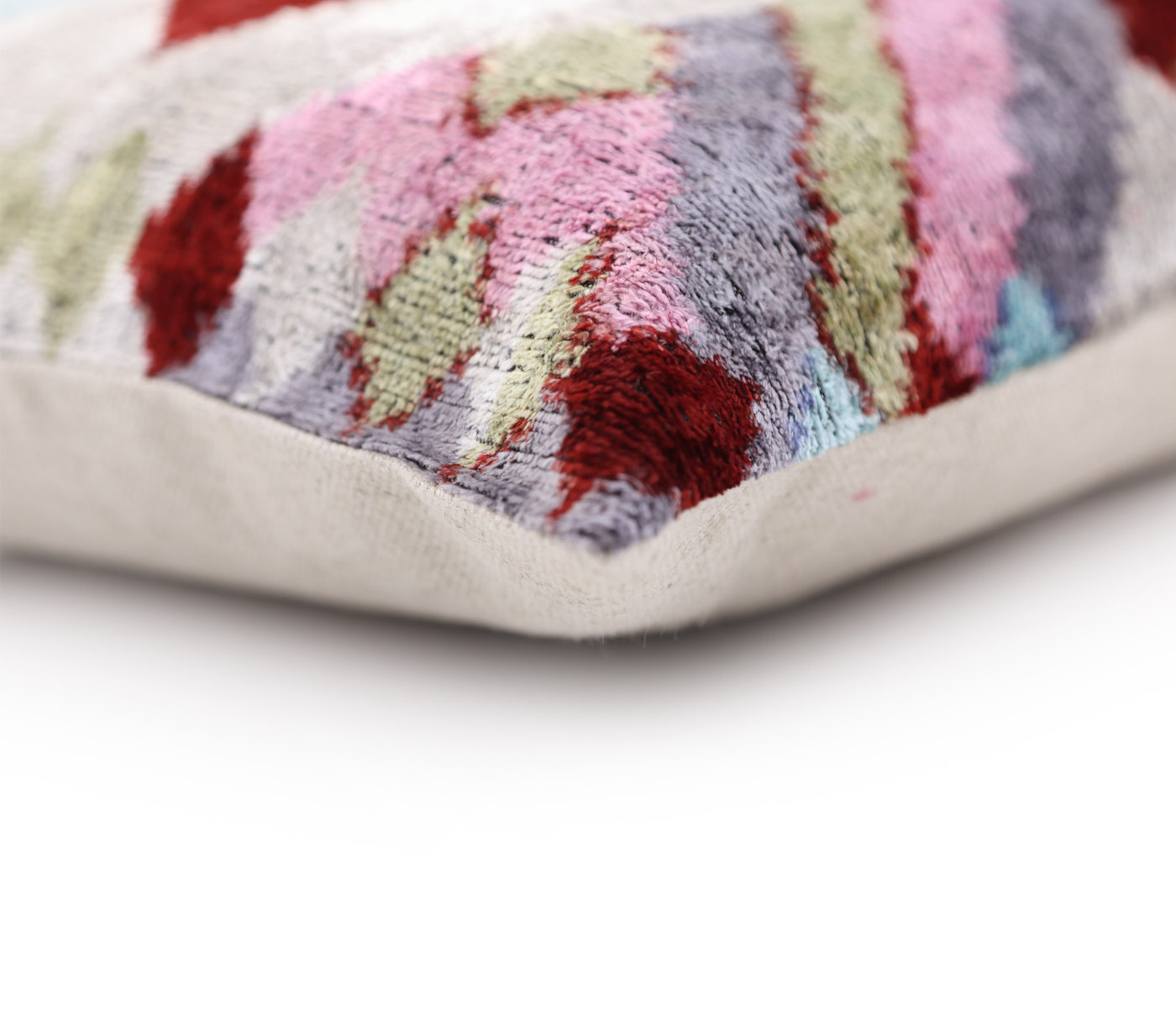 Luxury Multicolor Diamond Silk Velvet Throw Pillow 16x24 – Handmade Geometric Lumbar Cushion