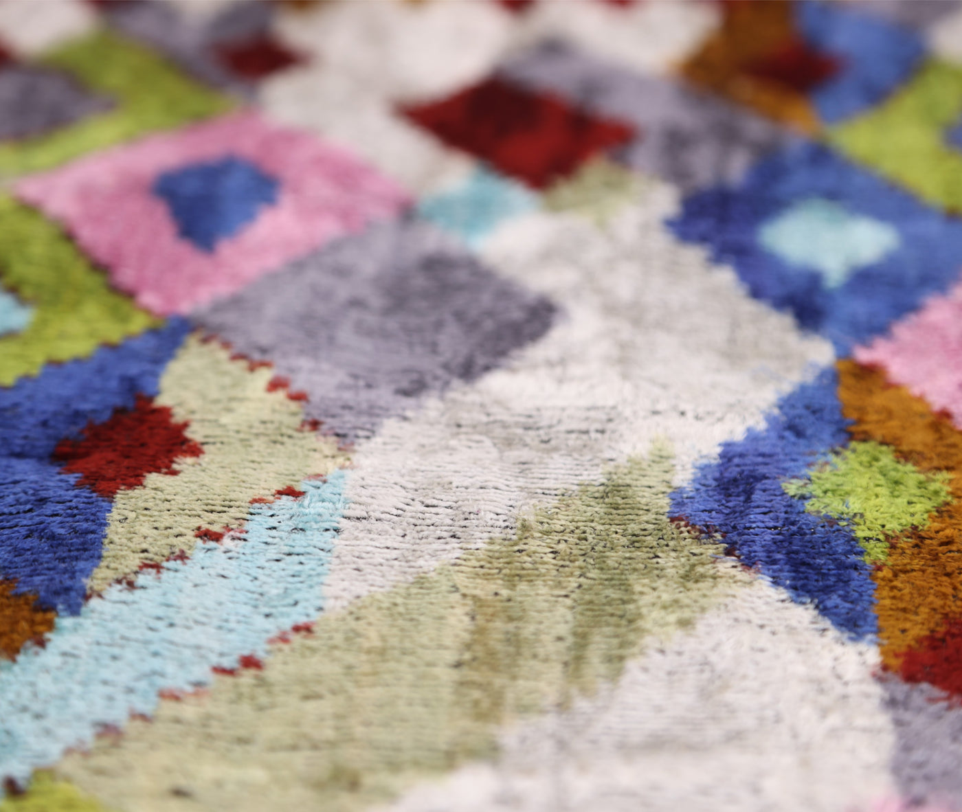 Luxury Multicolor Diamond Silk Velvet Throw Pillow 16x24 – Handmade Geometric Lumbar Cushion