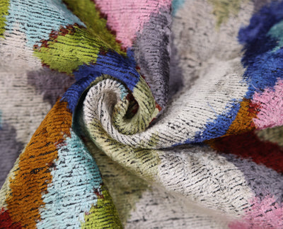 Luxury Multicolor Diamond Silk Velvet Throw Pillow 16x24 – Handmade Geometric Lumbar Cushion