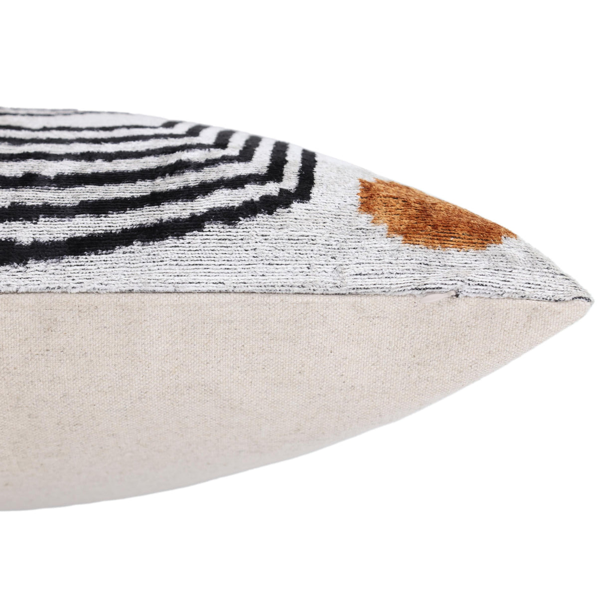 Modern Geometric Silk Velvet Pillow 20x20 | Handmade Black & Ivory Designer Cushion
