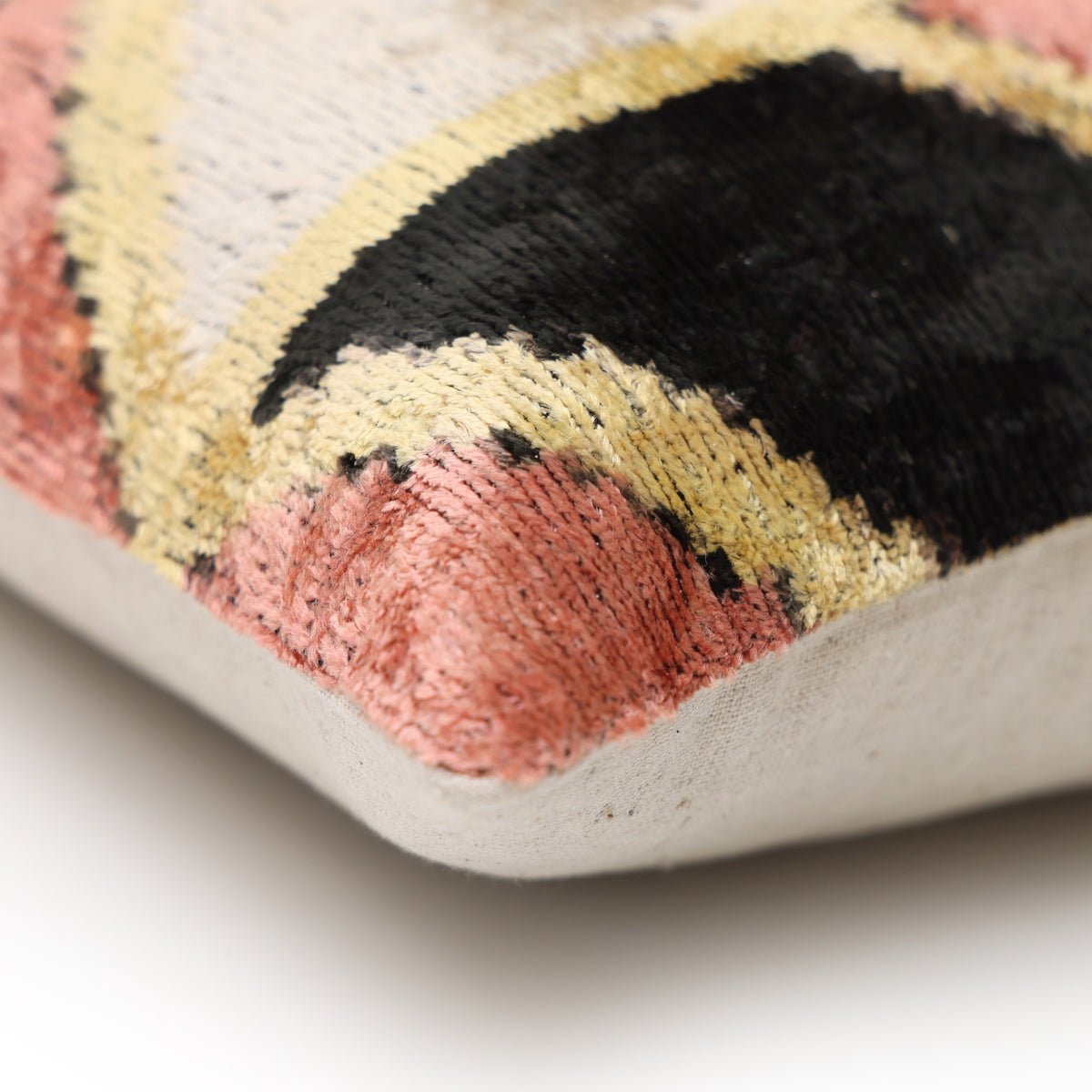 Blush Geometric Silk Velvet Lumbar Pillow 16x24 | Handmade Designer Accent Pillow
