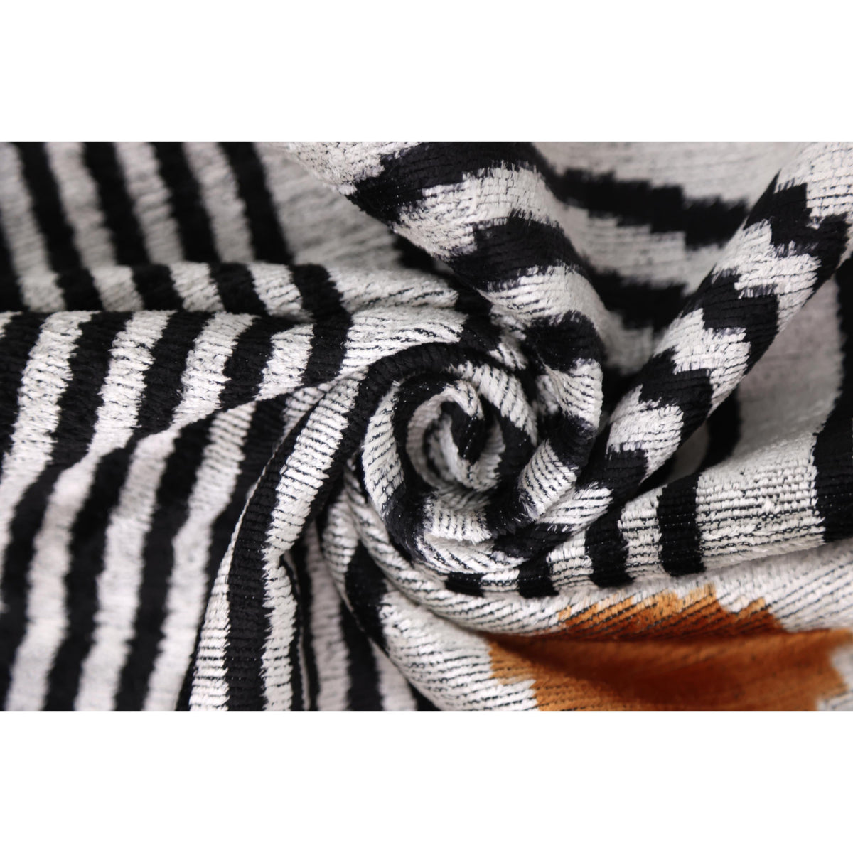 Modern Geometric Silk Velvet Pillow 20x20 | Handmade Black & Ivory Designer Cushion