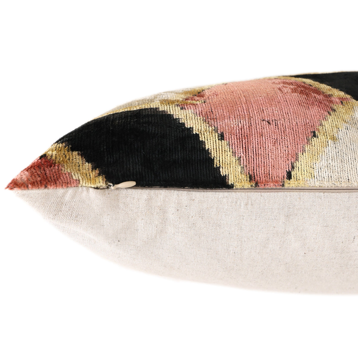Blush Geometric Silk Velvet Lumbar Pillow 16x24 | Handmade Designer Accent Pillow