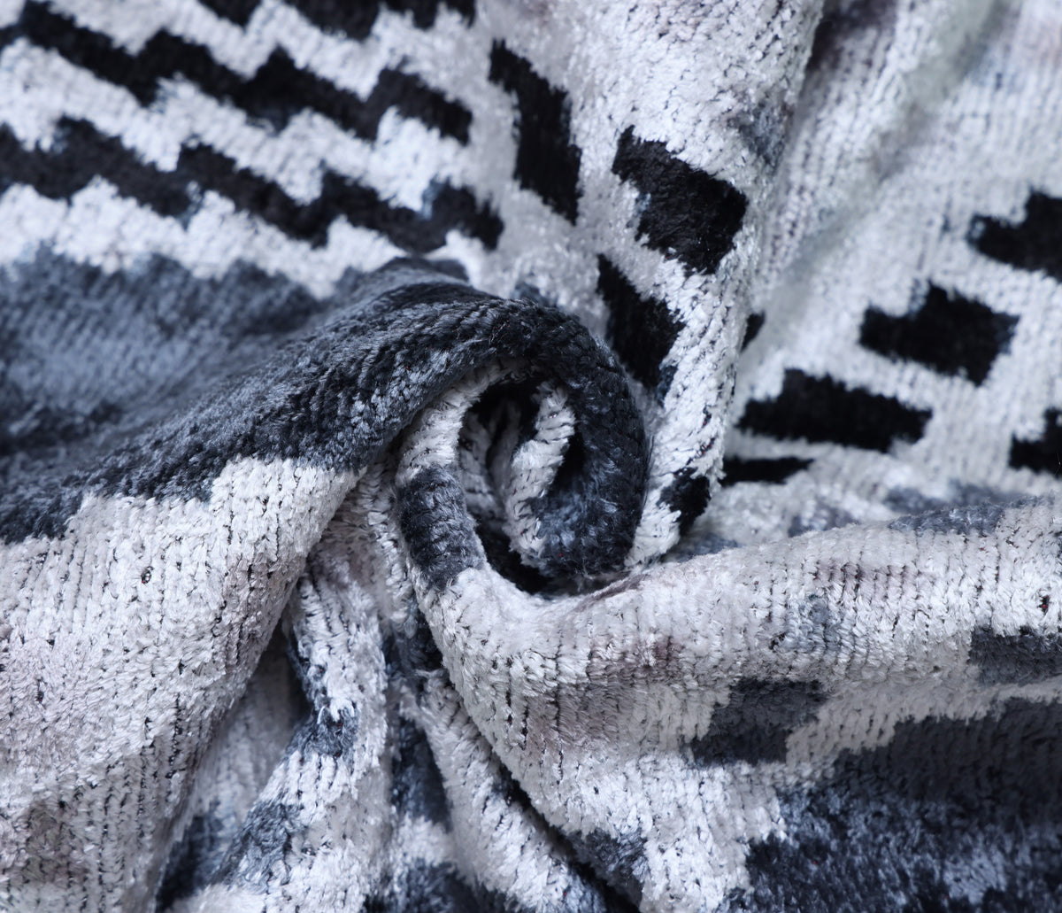 Monochrome Silk Velvet Throw Pillow 20x20 | Handmade Contemporary Designer Accent