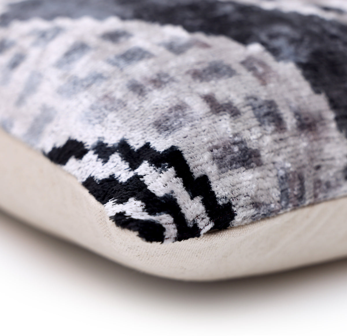 Monochrome Silk Velvet Throw Pillow 20x20 | Handmade Contemporary Designer Accent
