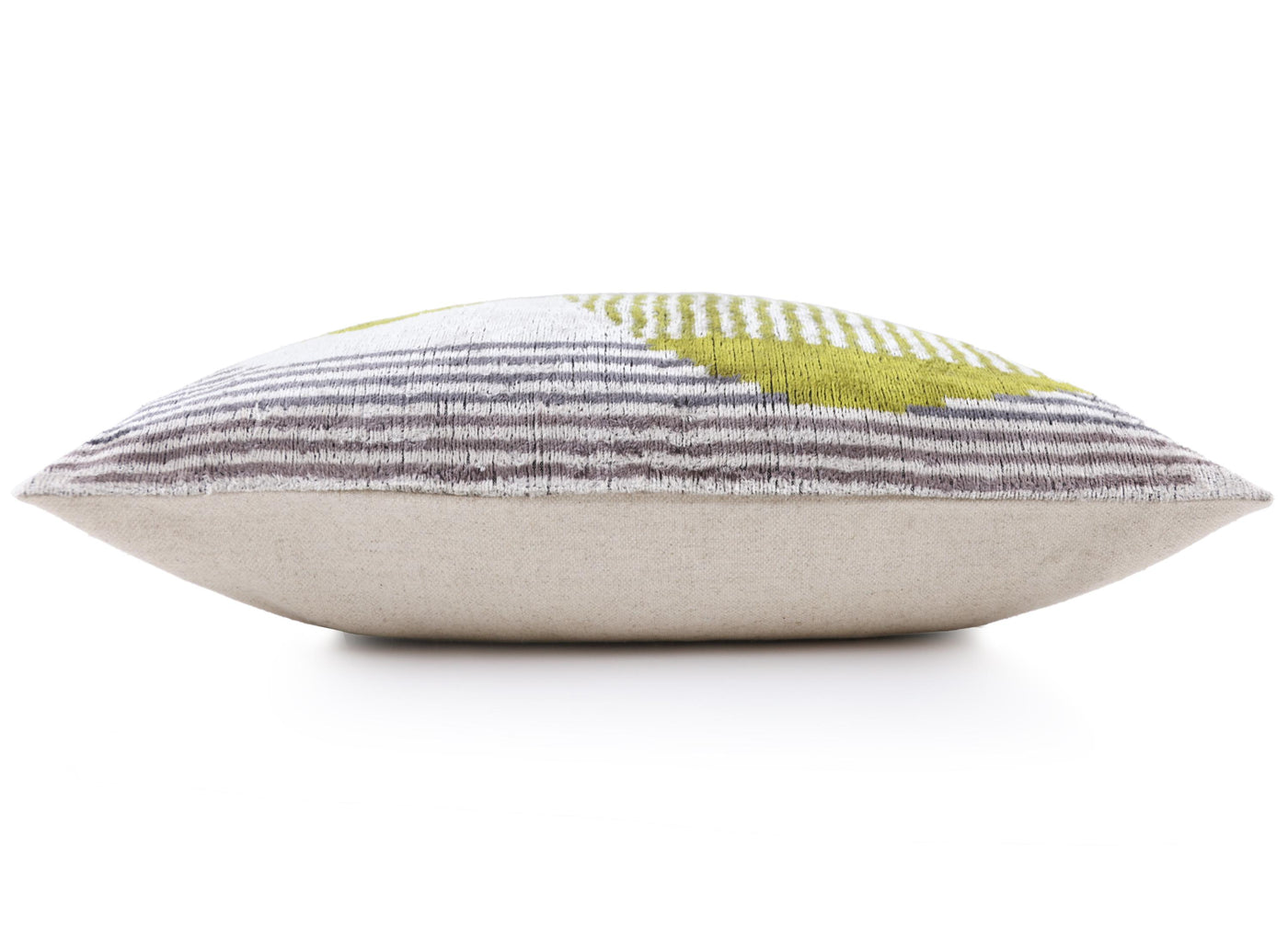 Luxury Silk Velvet Pillow 16x24 – Handmade Green & Gray Geometric Lumbar Cushion