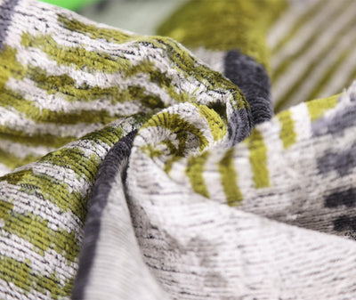 Luxury Silk Velvet Pillow 16x24 – Handmade Green & Gray Geometric Lumbar Cushion