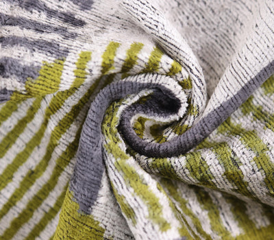 Luxury Silk Velvet Pillow 16x24 – Handmade Green & Gray Geometric Lumbar Cushion