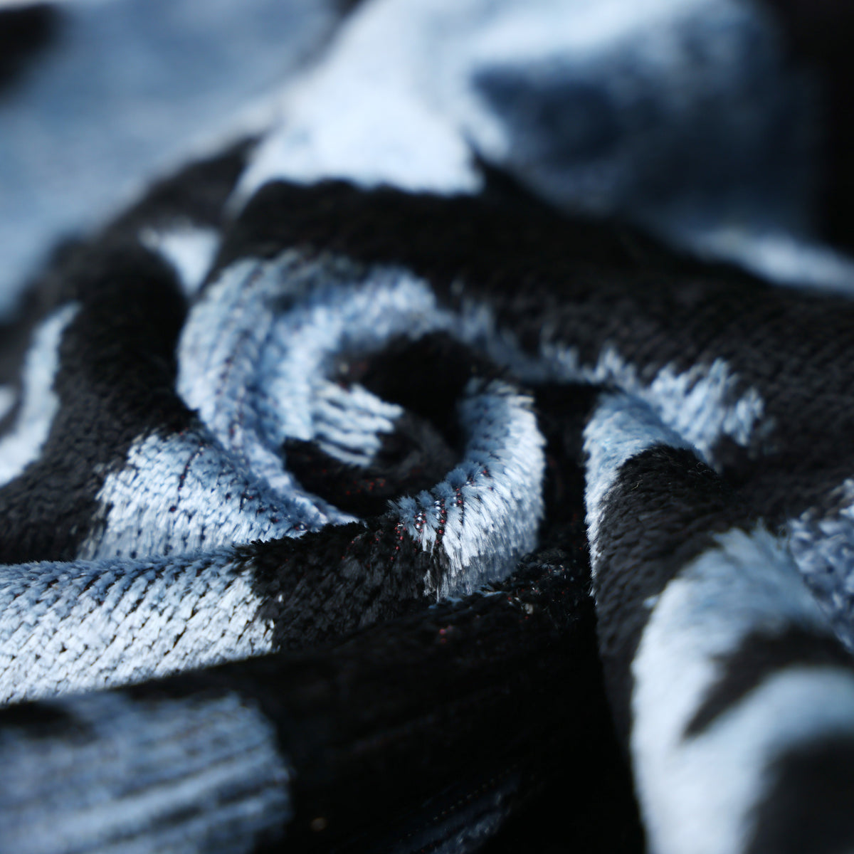 Black & Silver Blue Zebra Silk Velvet Throw Pillow 20x20 | Handmade Luxury Animal Print Accent