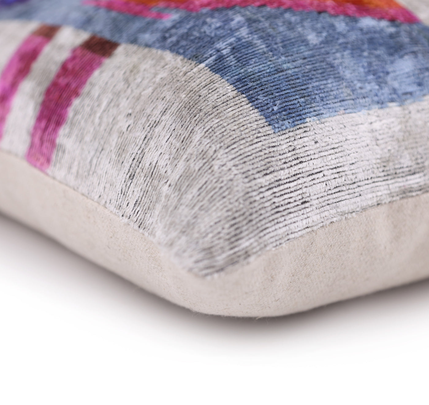 Luxury Multicolor Silk Velvet Throw Pillow 16x24 – Handmade Abstract Geometric Lumbar