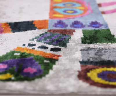 Luxury Multicolor Silk Velvet Throw Pillow 16x24 – Handmade Abstract Geometric Lumbar