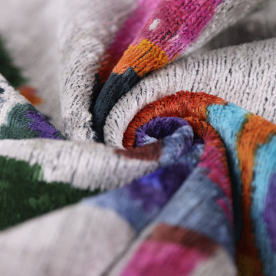 Luxury Multicolor Silk Velvet Throw Pillow 16x24 – Handmade Abstract Geometric Lumbar