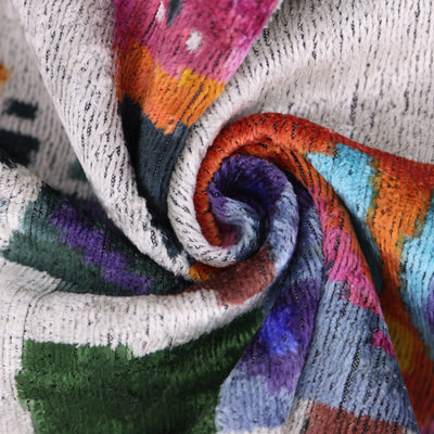 Luxury Multicolor Silk Velvet Throw Pillow 16x24 – Handmade Abstract Geometric Lumbar