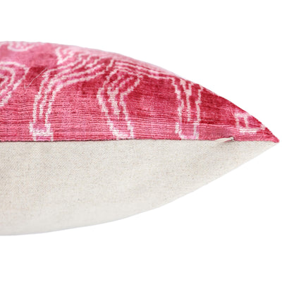 Pink White Zebra Silk Velvet Pillow – 20x20 Handmade Ikat Animal Cushion