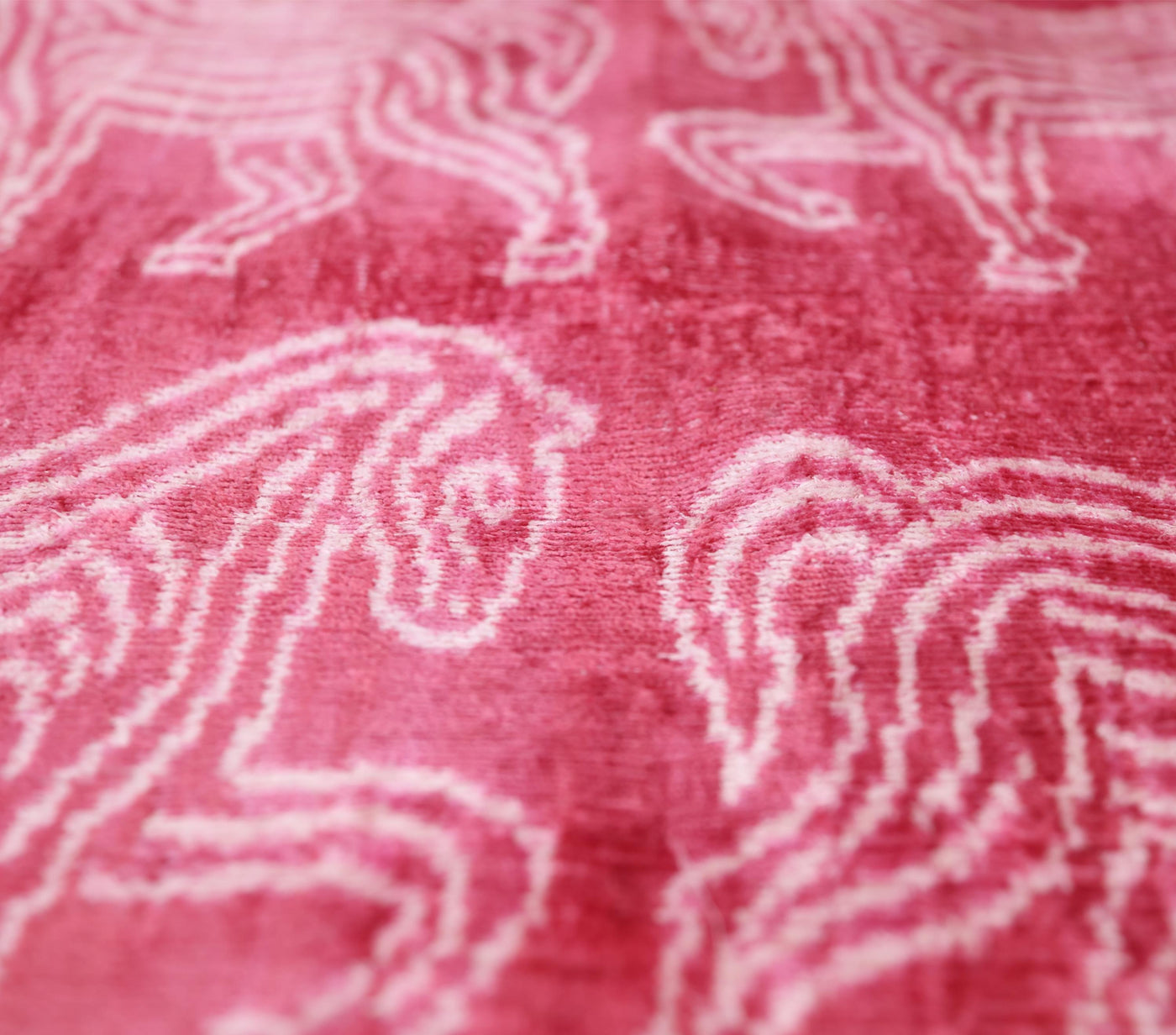 Pink White Zebra Silk Velvet Pillow – 20x20 Handmade Ikat Animal Cushion