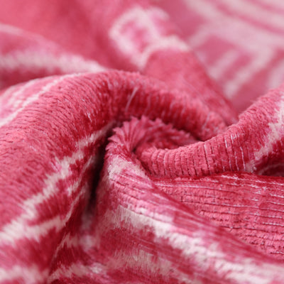 Pink White Zebra Silk Velvet Pillow – 20x20 Handmade Ikat Animal Cushion