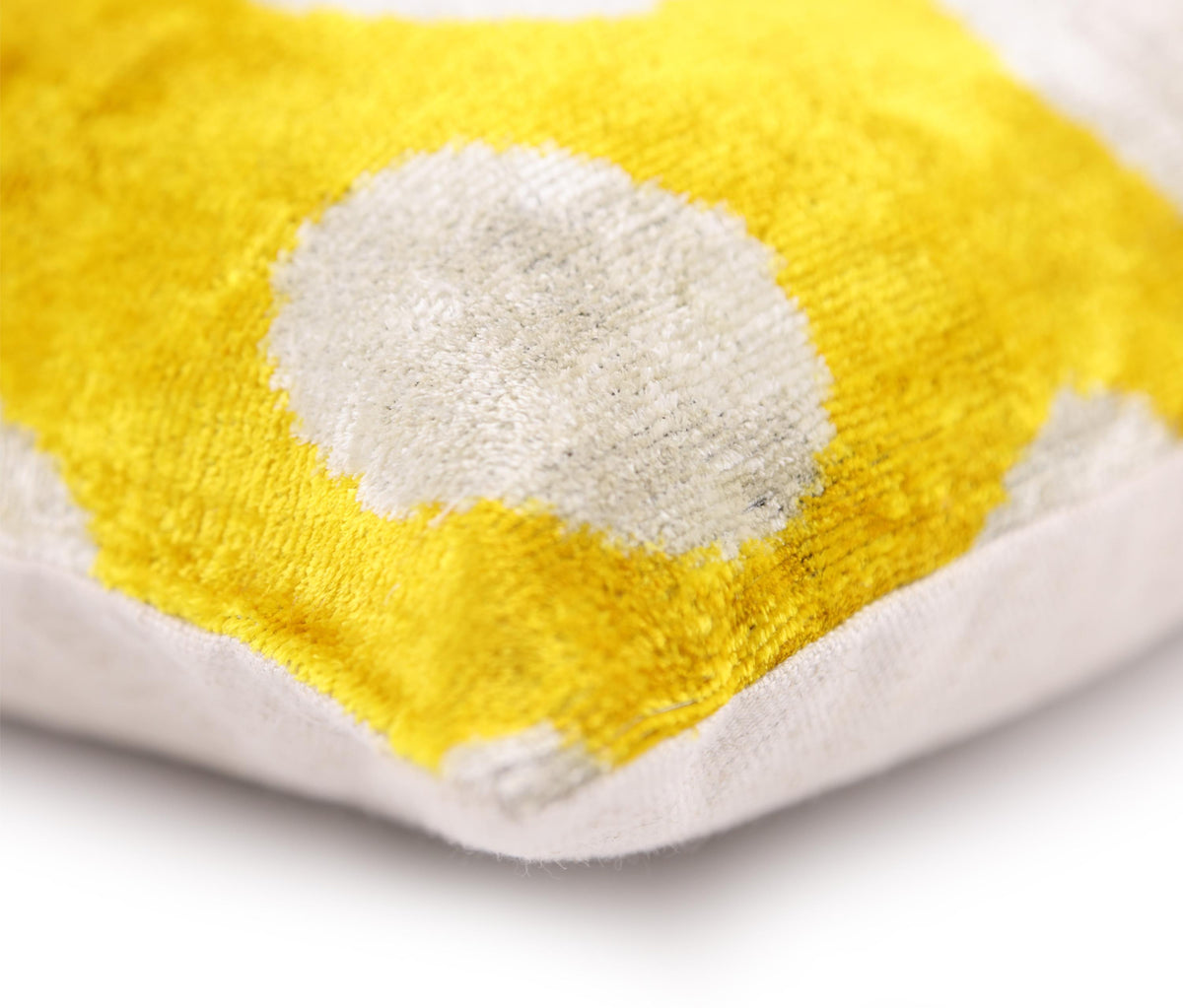 Luxury Silk Velvet Pillow 16x24 – Handmade Yellow Polka Dot Lumbar Cushion