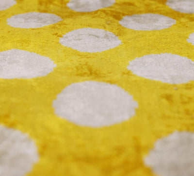Luxury Silk Velvet Pillow 16x24 – Handmade Yellow Polka Dot Lumbar Cushion