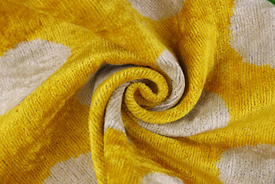 Luxury Silk Velvet Pillow 16x24 – Handmade Yellow Polka Dot Lumbar Cushion