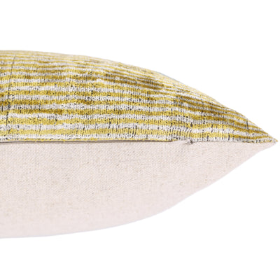 Luxury Silk Velvet Pillow 16x24 – Handmade Modern Geometric Lumbar Cushion in Yellow & Green