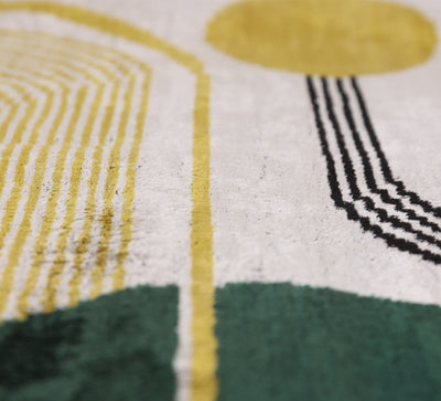 Luxury Silk Velvet Pillow 16x24 – Handmade Modern Geometric Lumbar Cushion in Yellow & Green